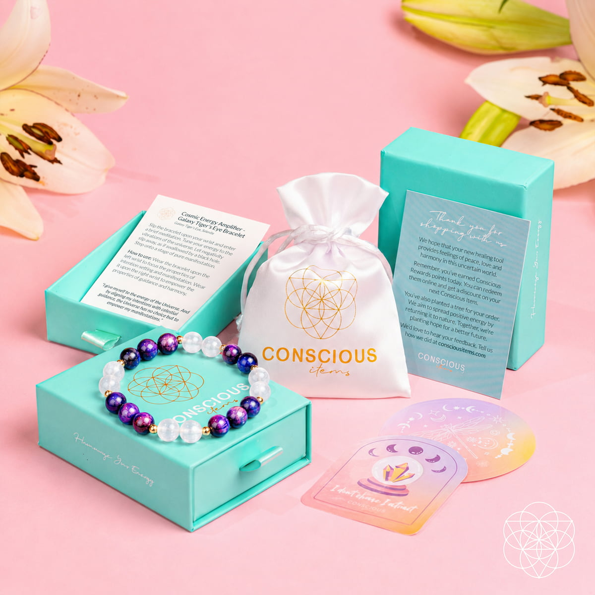 Amplificador de energía cósmica - Pulsera de ojo de tigre galáctico