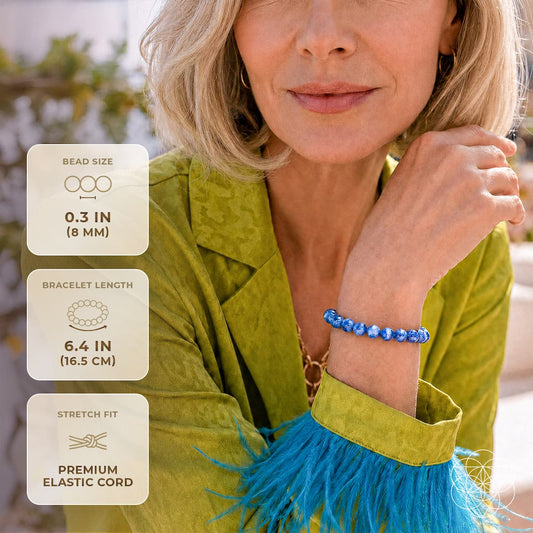 My Truth and Power Rare Kyanite Bracelet, blue beads, 6.4 in stretch cord Conscious Items on Tampa Home & Garden Store