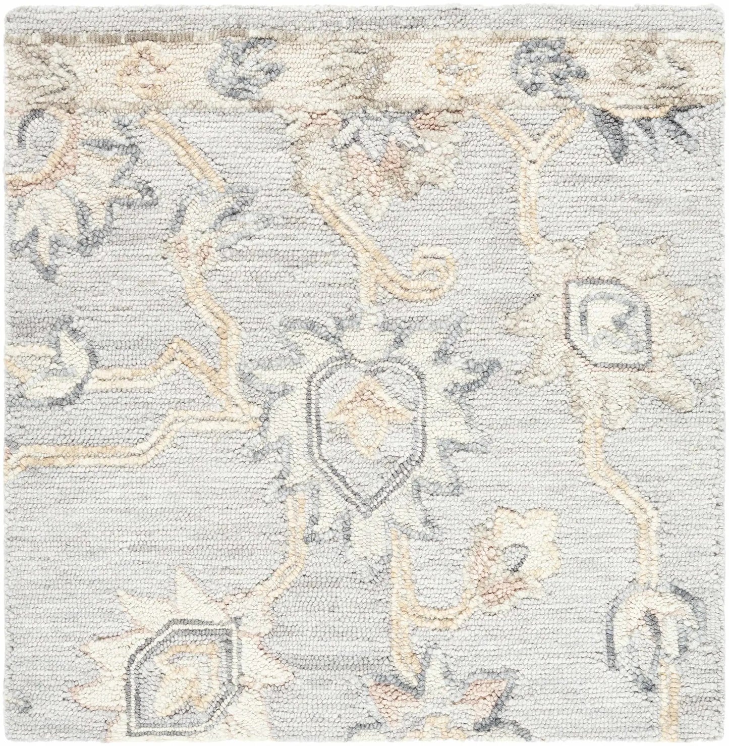 Cedric Oushak area rug with floral pattern in cream blue taupe by Boutique Rugs on Tampa Home & Garden Store