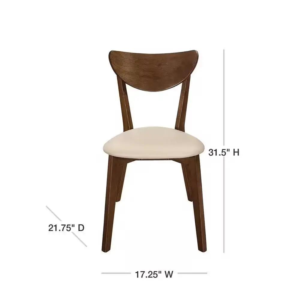 Set of 2 - Mid-Century Modern Wood Dining Chair with Faux Leather Seat - Tampa Home & Garden Store