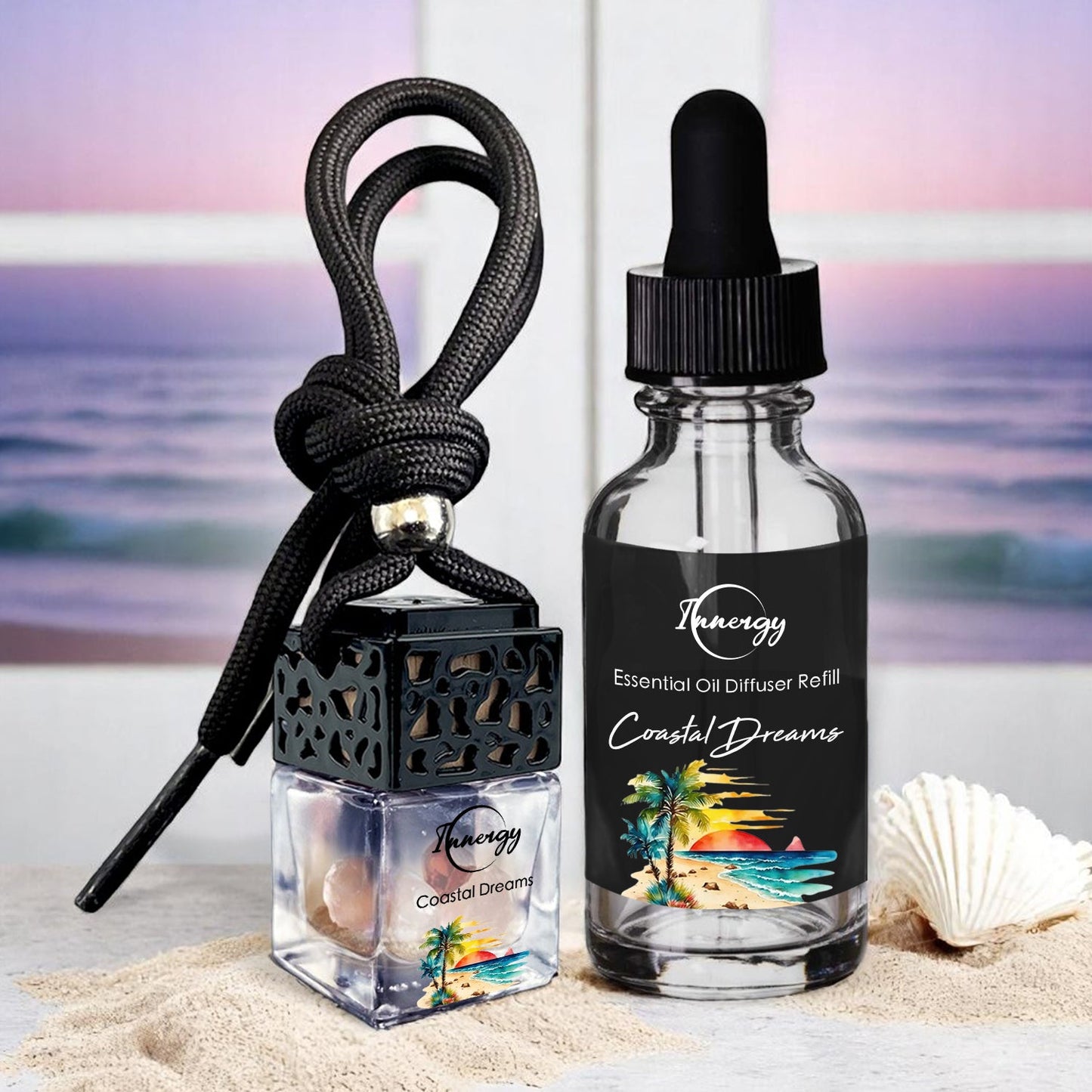 Diffuseur d'huiles essentielles Coastal Dreams enrichi en cristaux, désodorisant pour voiture, 8 ml