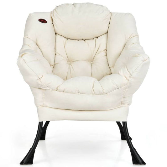 Upholstered Contemporary Cushioned Accent Chair with Side Pocket in Beige - Tampa Home & Garden Store