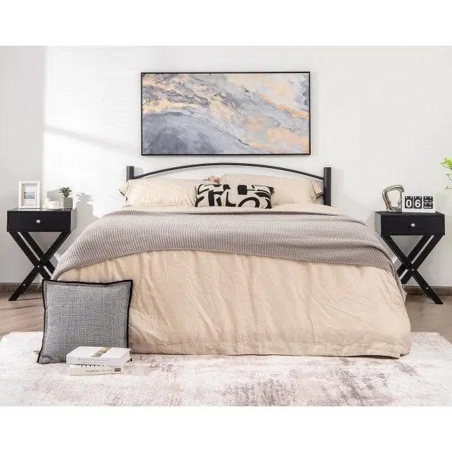 Retro Black X-Shape 1 Drawer Nightstand Coffee Table - Tampa Home & Garden Store