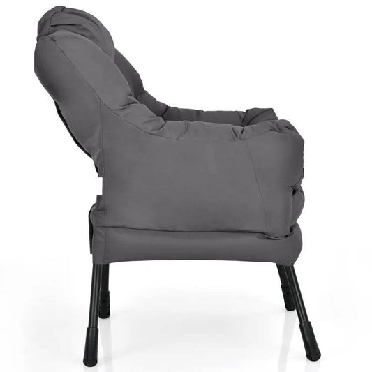 Upholstered Accent Chair with Side Pocket in grey fabric by HomePacific for living room use on Tampa Home & Garden Store