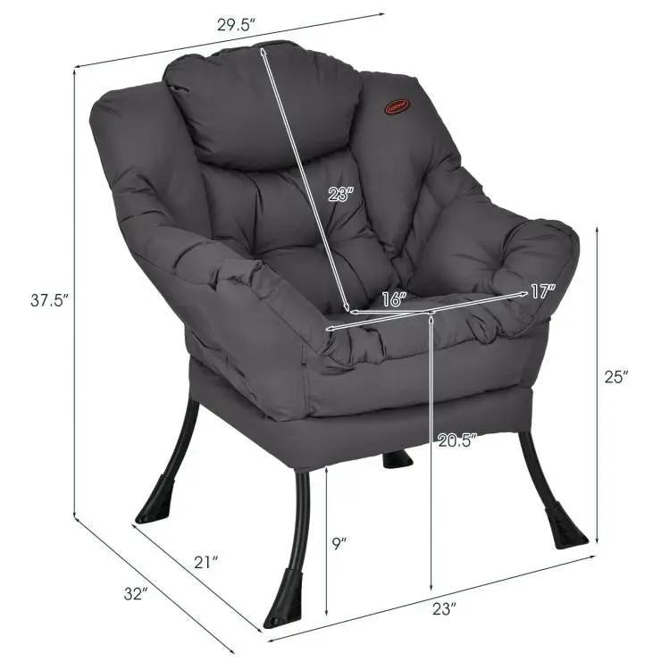Upholstered Modern Cushioned Accent Chair with Side Pocket in Grey - Tampa Home & Garden Store