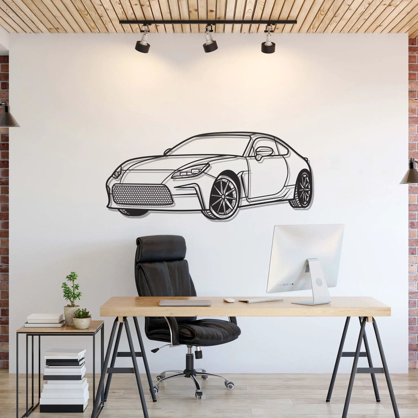 2022 GR86 Perspective Metal Car Wall Art from Modello Turbo in black line art on white metal on Tampa Home & Garden Store