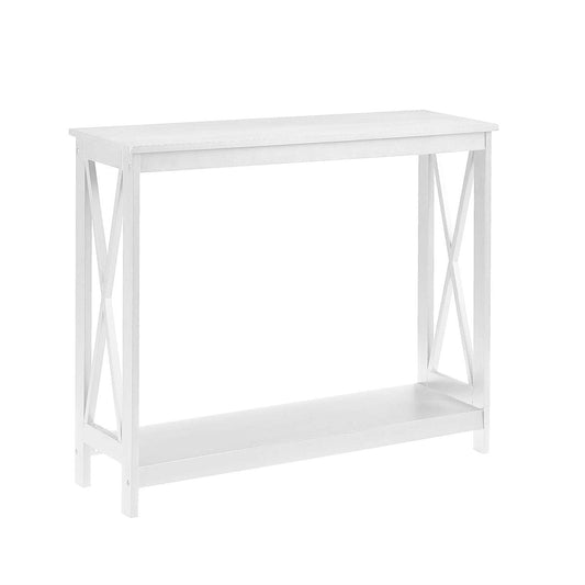 White Wood Console Sofa Table with Bottom Storage Shelf - Tampa Home & Garden Store