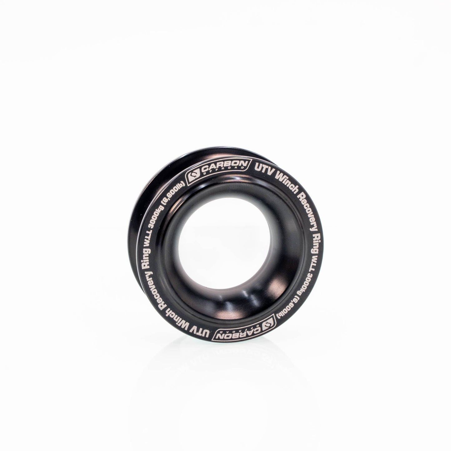 UTV winch recovery ring by Carbon Offroad USA, black metal with white branding, ATV/SXS towing on Tampa Home & Garden Store