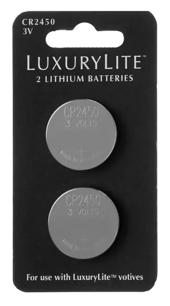 LuxuryLite CR2450 3V lithium coin batteries, 2-pack on black blister card Made in USA on Tampa Home & Garden Store