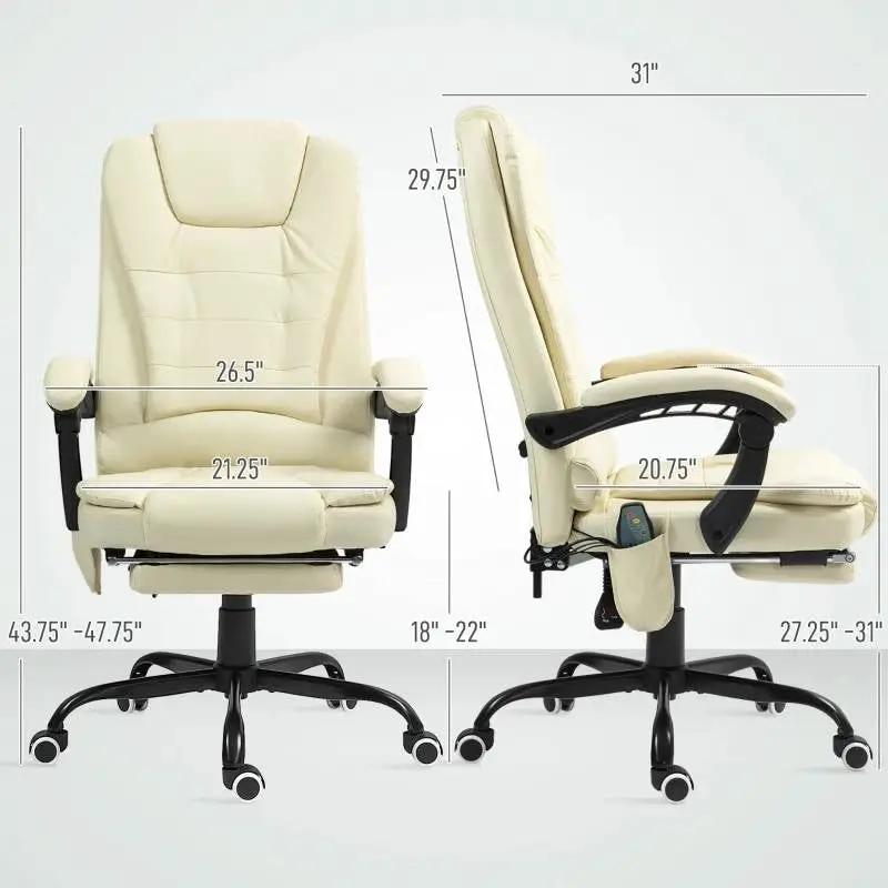 Cream 7-Mode Vibrating High-Back Office Chair with padded arms and base on Tampa Home & Garden Store