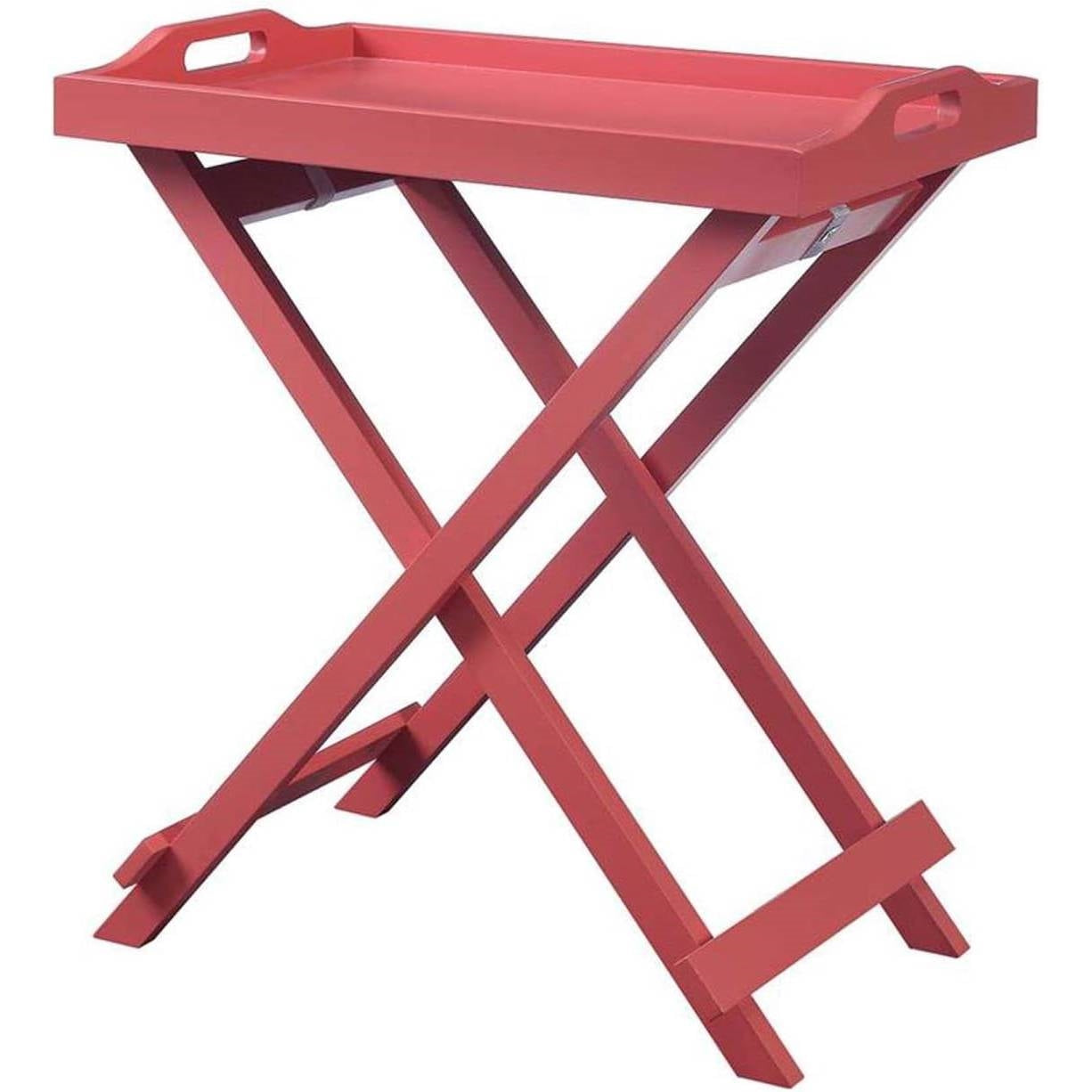 Mesa Auxiliar Plegable para TV de Noche en Acabado de Madera Rosa Coral Naranja