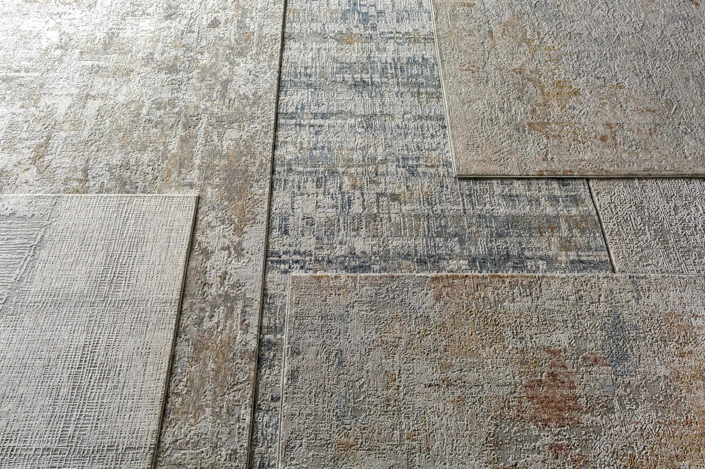 Taupe Archway Textured Luxe Area Rug by Boutique Rugs with overlapped panels on Tampa Home & Garden Store