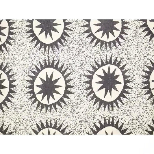 Shower curtain cotton-poly 72x72 with cream and navy sun star medallion print on Tampa Home & Garden Store