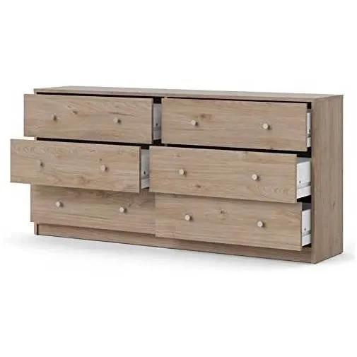 Farmhouse Contemporary 6 Drawer Double Dresser in Oak - Tampa Home & Garden Store