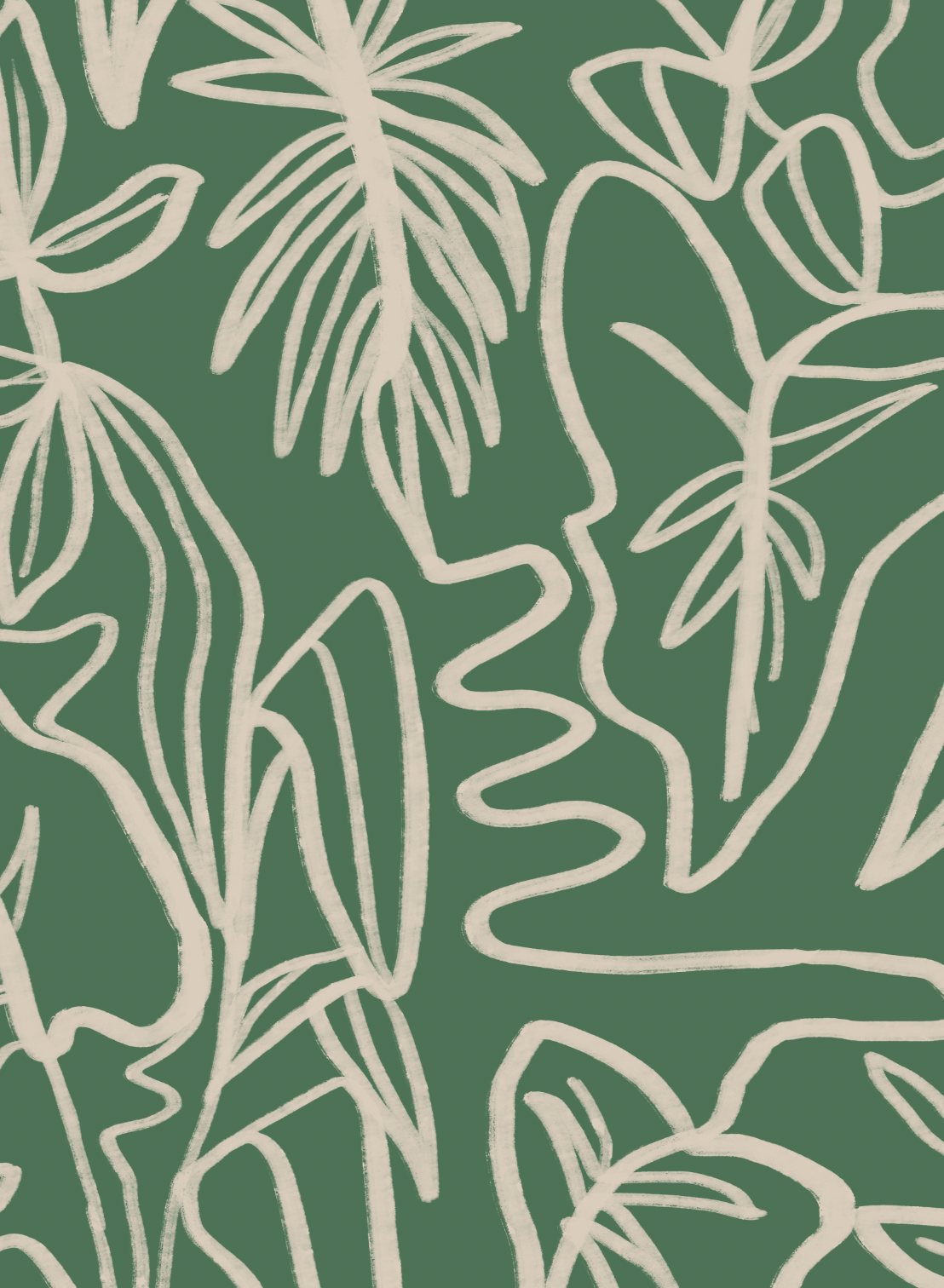 CUSTOM Ink Foliage Wallpaper - Annie Gilbert, green and neutral - Tampa Home & Garden Store