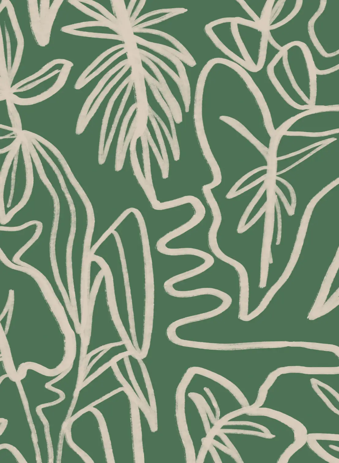 Wallpaper: Custom Ink Foliage Annie Gilbert green abstract leaf pattern Samantha Santana on Tampa Home & Garden Store