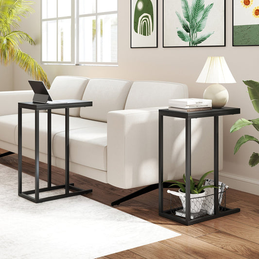 C-shaped End Table Slide Under Couch TV Tray for Coffee Laptop Tablet - Tampa Home & Garden Store
