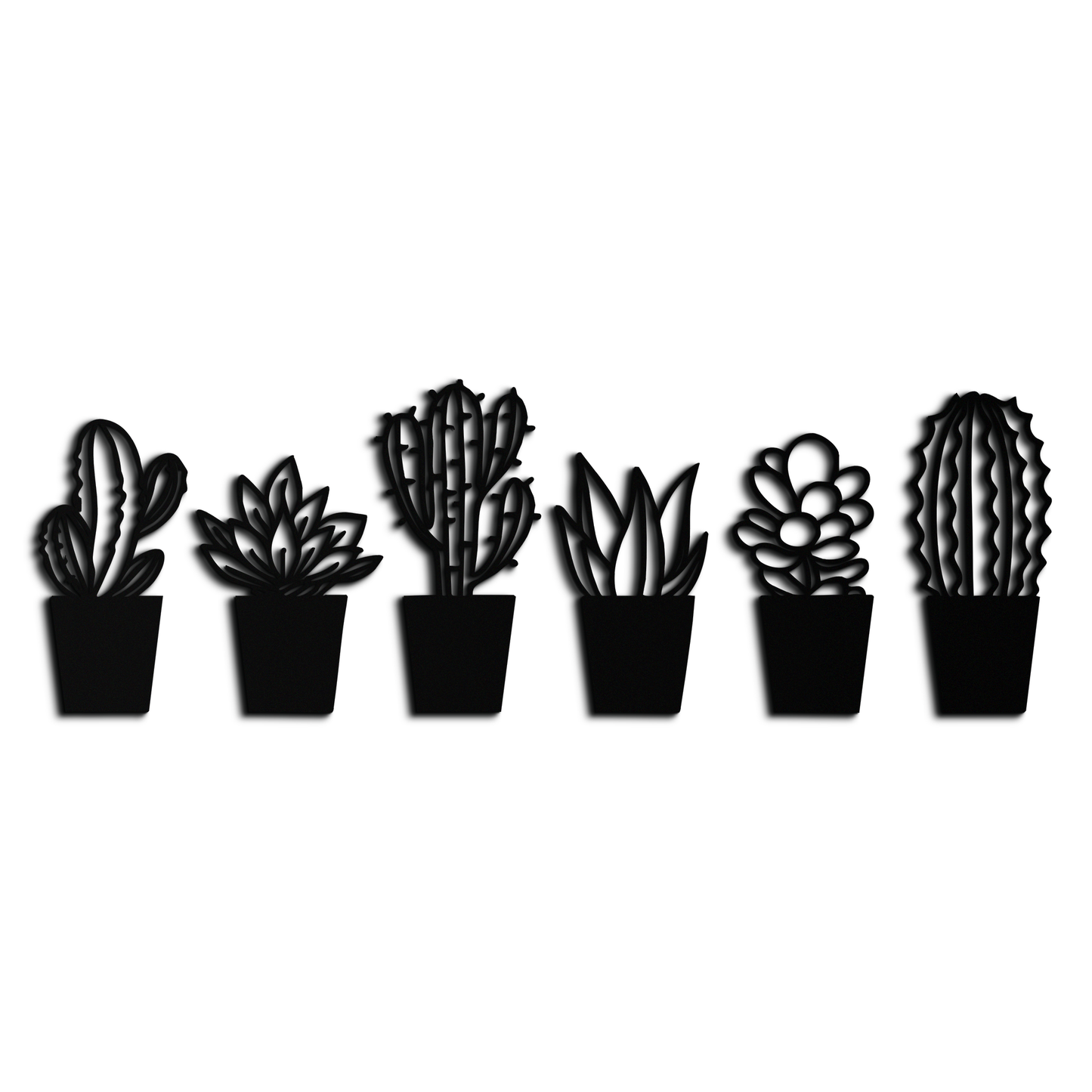 Cactus Succulent Plant Metal Wall Art โ Modern Black Botanical Home Decor- KAF521 - Tampa Home & Garden Store