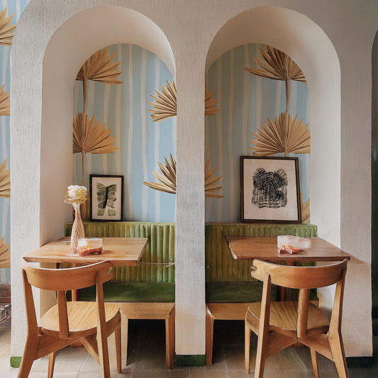 Stripey Palm Wallpaper, blue - Tampa Home & Garden Store