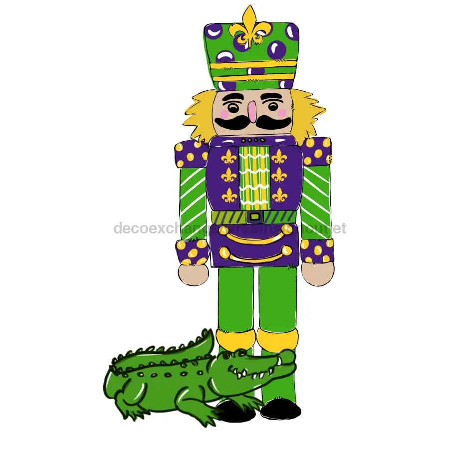 Cajun Christmas Nutcracker Door Hanger 22in purple-green with gold accents DecoExchange on Tampa Home & Garden Store