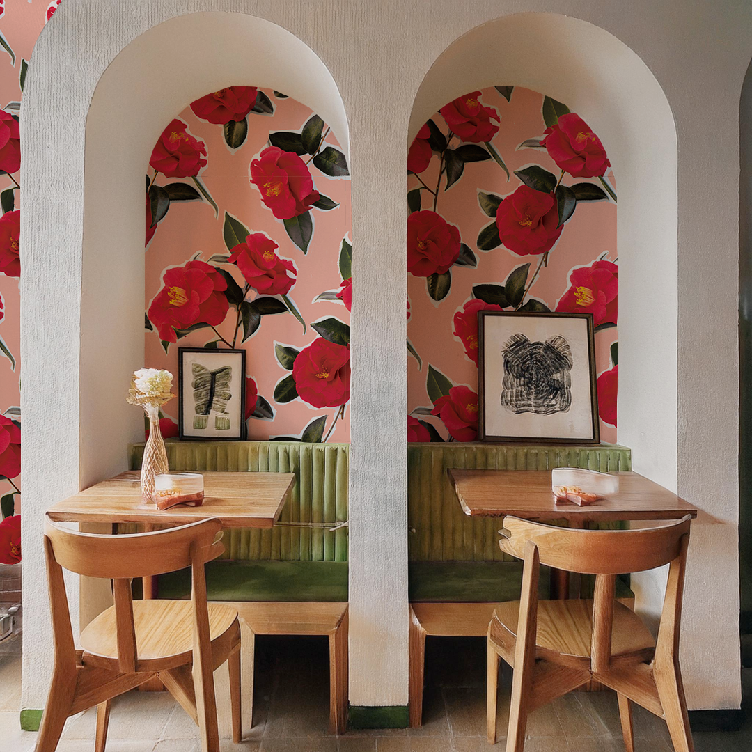 Camellia Wallpaper, pink - Tampa Home & Garden Store