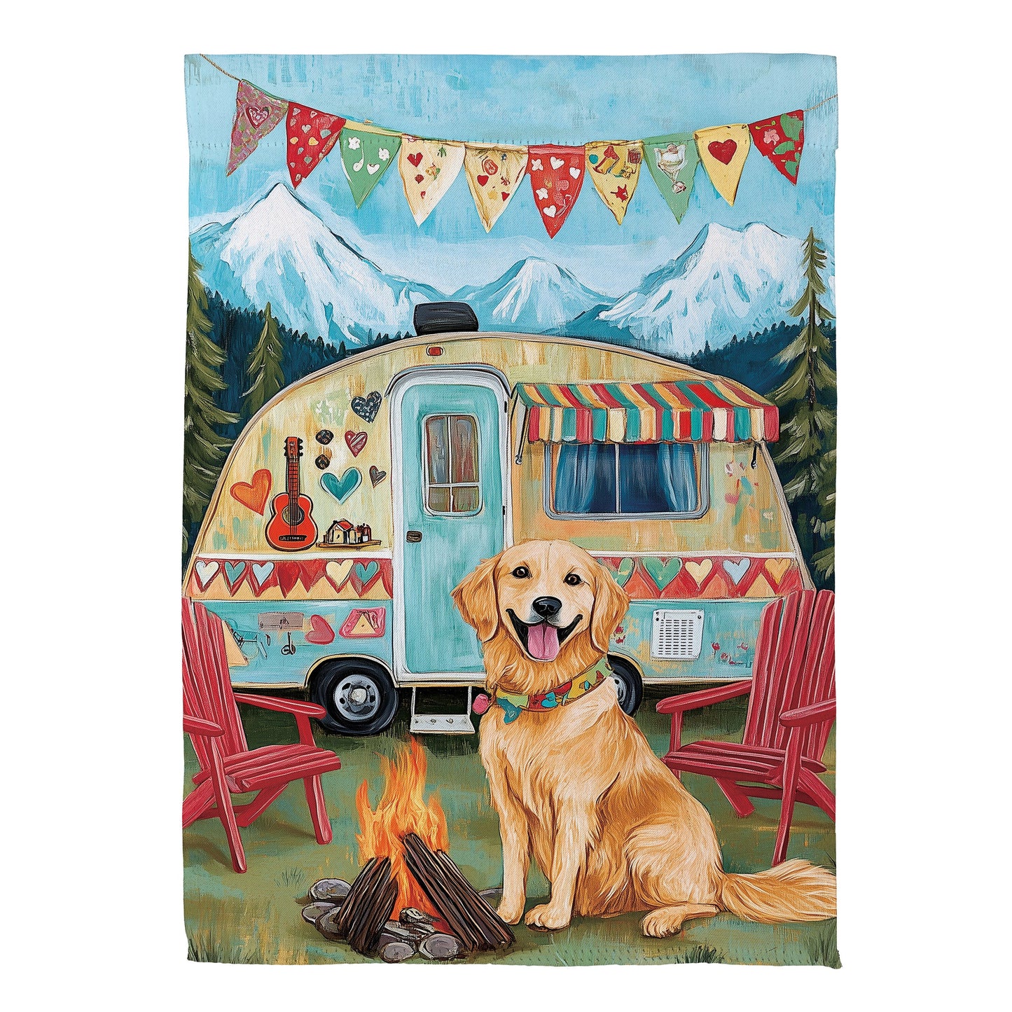 Camping Dog Suede Garden Flag - Tampa Home & Garden Store