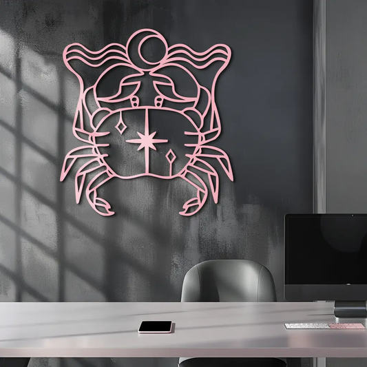 Cancer Zodiac Sign Silhouette – Pink Metal Wall Art - KAFGP164 - Tampa Home & Garden Store