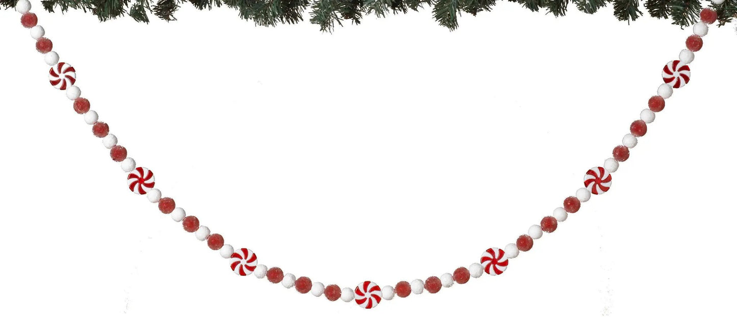 Candy Garland 48-inch string of red and white gumdrops with peppermint swirls on Tampa Home & Garden Store
