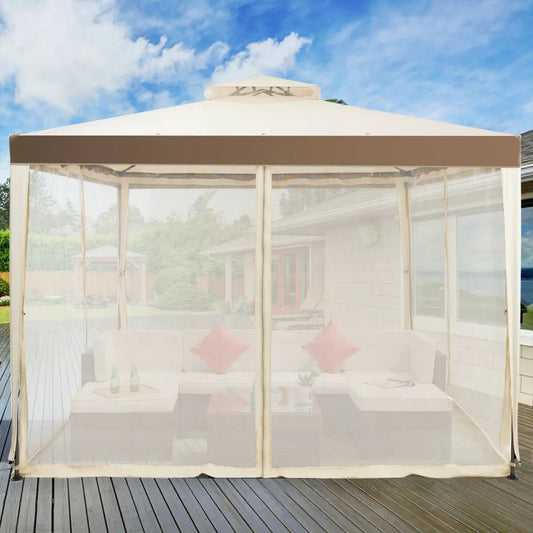 Canopy Gazebo Tent Shelter Garden Lawn Patio with Mosquito Netting-Beige - Tampa Home & Garden Store