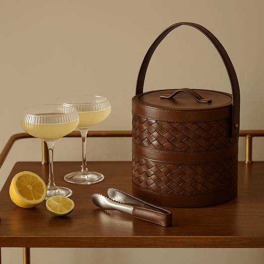 Canton Woven Leather Ice bucket and Tons - Set of 2 - Tampa Home & Garden Store