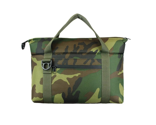 Mary Tote Cooler camouflage pattern with dual handles, front zip pocket, Hatch Coolers on Tampa Home & Garden Store