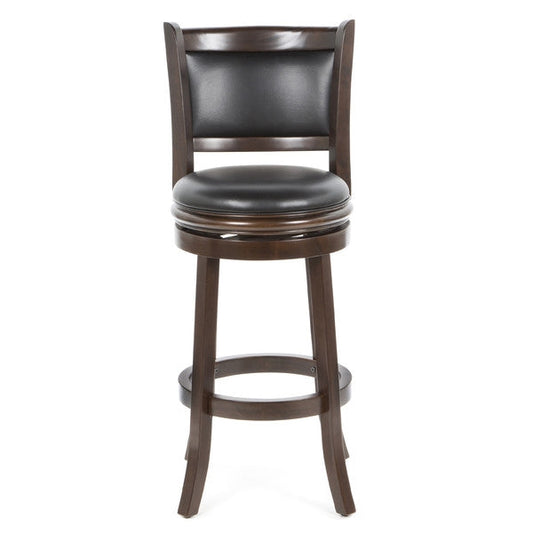 Cappuccino 29-inch Swivel Barstool with Faux Leather Cushion Seat - Tampa Home & Garden Store