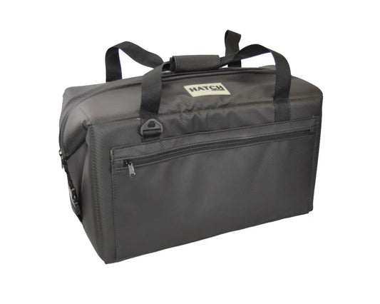 Carbon Series 36 Pack Marine Cooler bag in black with front zip pocket and carry handles Hatch on Tampa Home & Garden Store