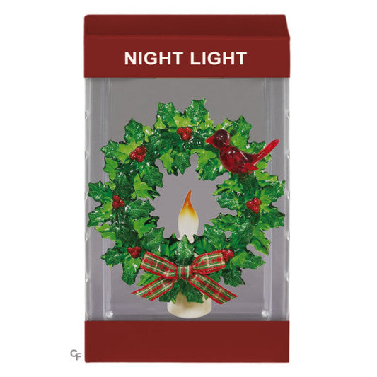Cardinal on a Wreath Acrylic Nightlight - Tampa Home & Garden Store