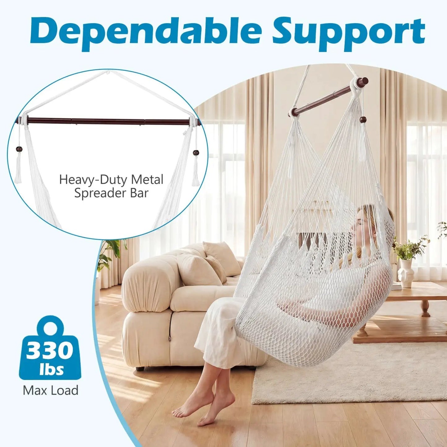 Caribbean Hammock Chair with Spreader Bar Beige