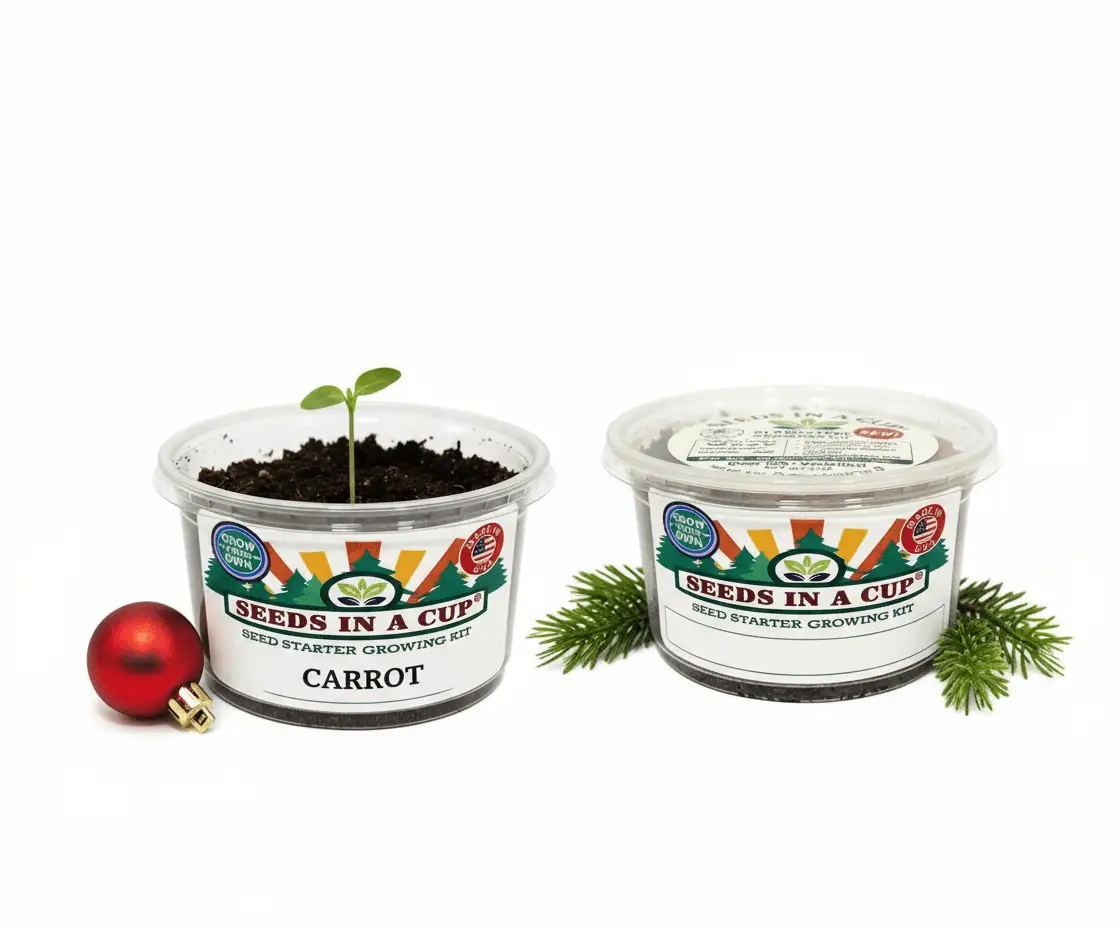 Carrot seed germination kit two-pack by Seeds In A Cup with carrot seed starter cups on Tampa Home & Garden Store