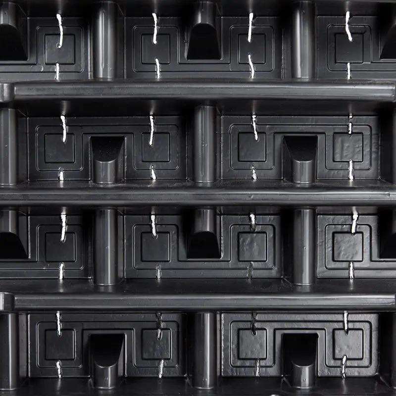 Carrying tray for 2 inch pots, black plastic with 32 pot slots; stackable 1020 tray system on Tampa Home & Garden Store