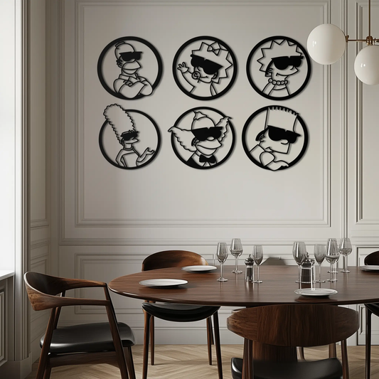 Cartoon Family Silhouette Metal Wall Art set of 9 black silhouette panels for modern home decor on Tampa Home & Garden Store