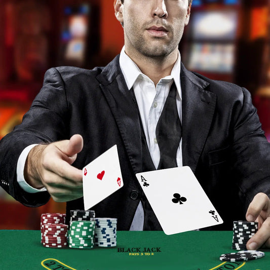 14-gram poker chips 300-piece set with red, green, blue and black chips on a green felt table on Tampa Home & Garden Store
