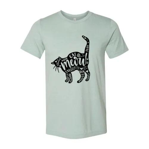 Cat and Words T-shirt mint green with black word-art cat graphic on ring-spun cotton tee on Tampa Home & Garden Store