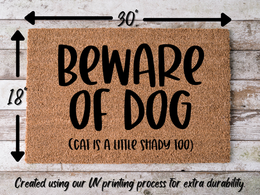 Cat & Beware of Dog Doormat "Beware of Dog (cat is a little shady too)" - Tampa Home & Garden Store