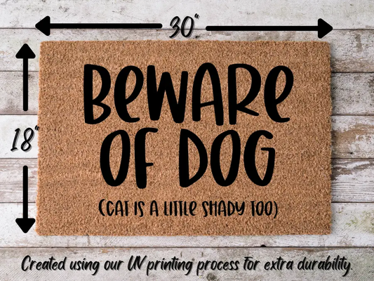 Cat & Beware of Dog Doormat "Beware of Dog (cat is a little shady too)" - Tampa Home & Garden Store