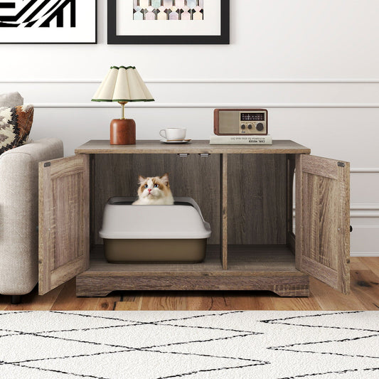 Cat Litter Box Enclosure Furniture Indoor Wooden Cat House End Side Table Nightstand - Tampa Home & Garden Store