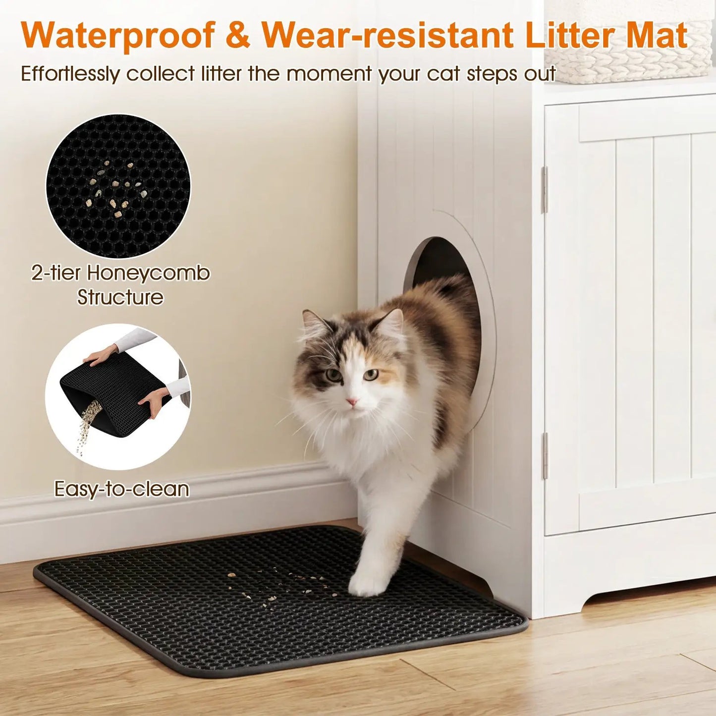Cat Litter Box Enclosure White DirectDeals with 2-tier honeycomb structure and easy-to-clean mat on Tampa Home & Garden Store