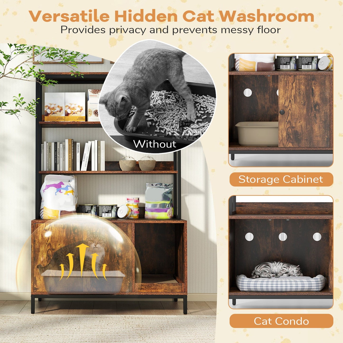 Cat Litter Box Enclosure with Removable Scratcher by DirectDeals, wood storage cabinet on Tampa Home & Garden Store