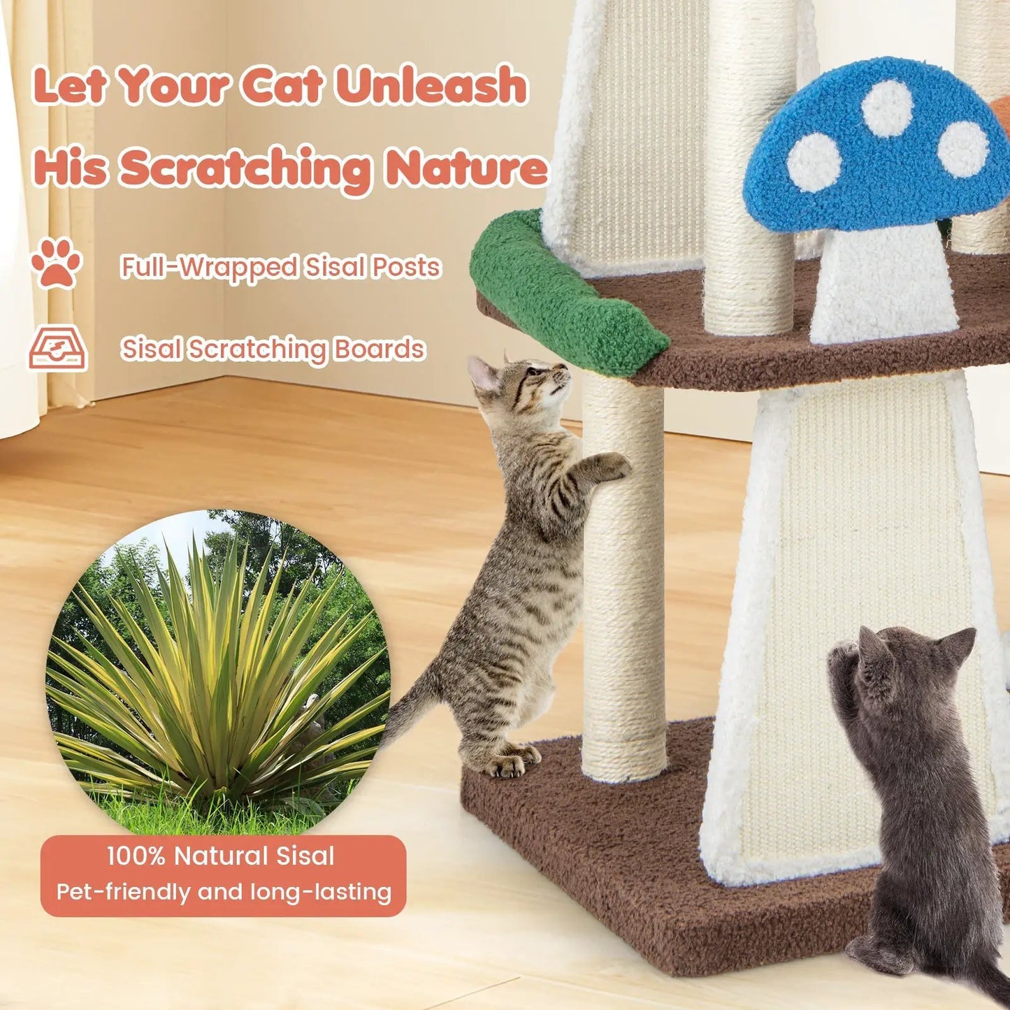 4 in 1 Cat Tree with Condos and Platforms, wrapped sisal posts on Tampa Home & Garden Store