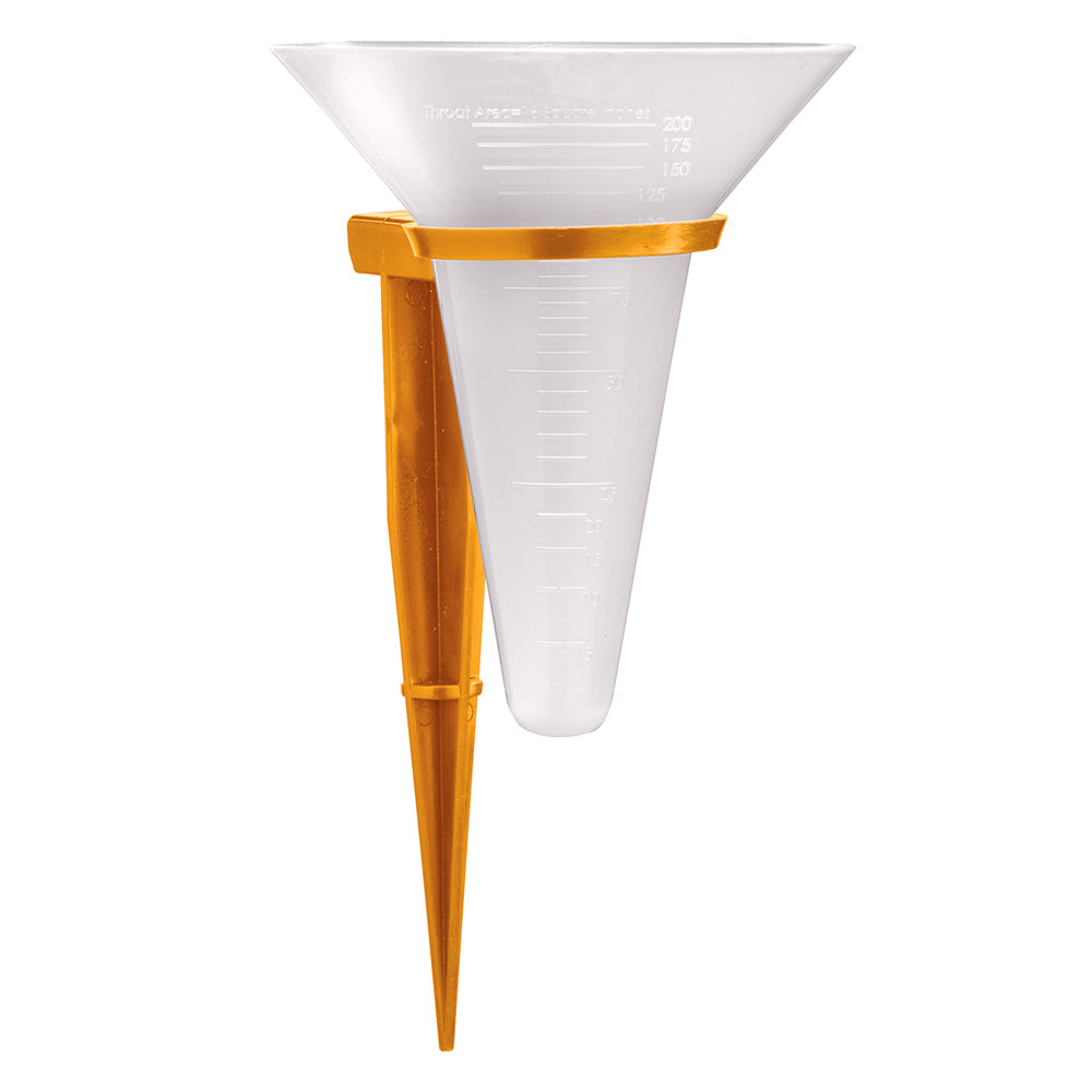 B-hyve Sprinkler Catch Cups 12 Pack with orange stake and clear measuring cups on Tampa Home & Garden Store