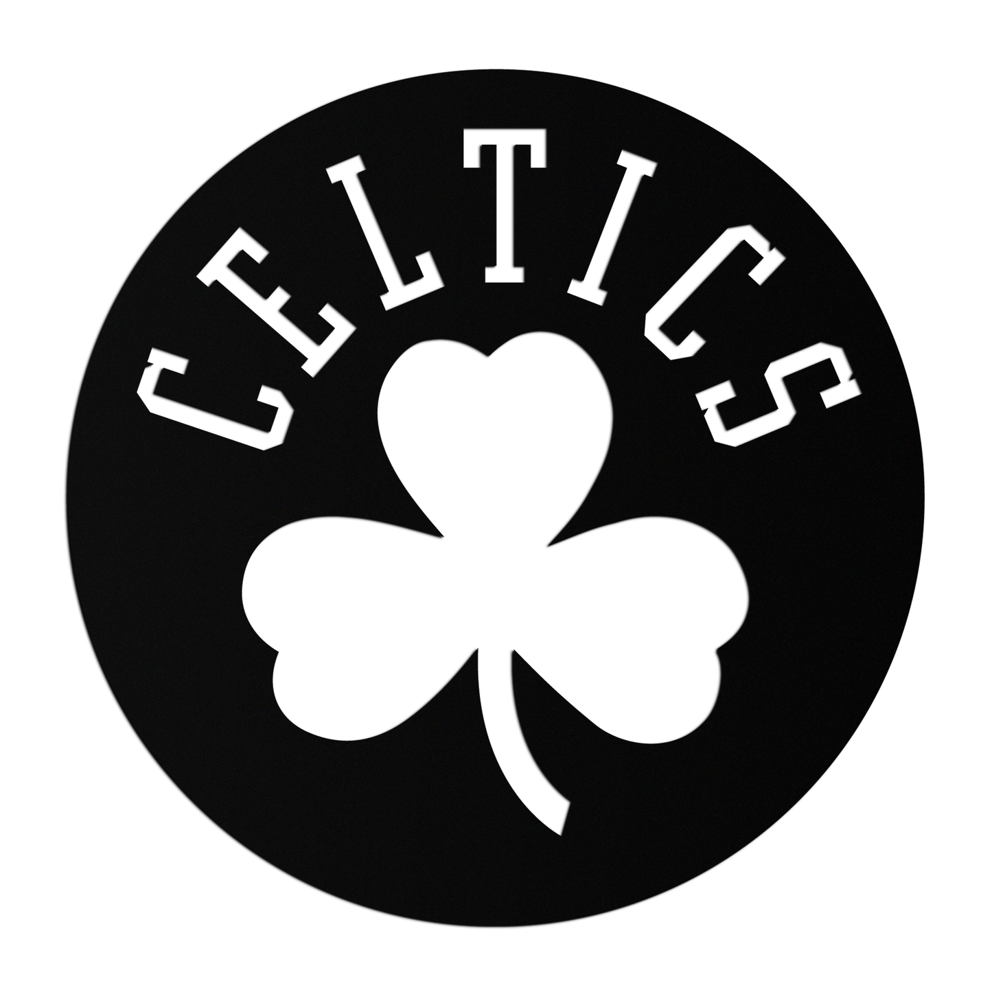 Celtics Shamrock Emblem Metal Wall Art, black round decor with white shamrock by Enova Art on Tampa Home & Garden Store