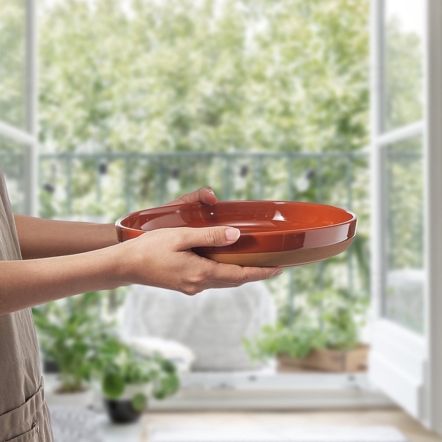 Muted Tonal Ceramic Flat Bowls Set of Four