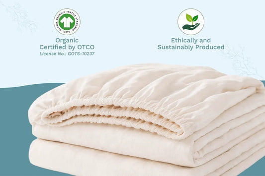 Organic Cotton Fitted Crib Sheet Set in cream with elastic edges by Organic Cotton Mart on Tampa Home & Garden Store